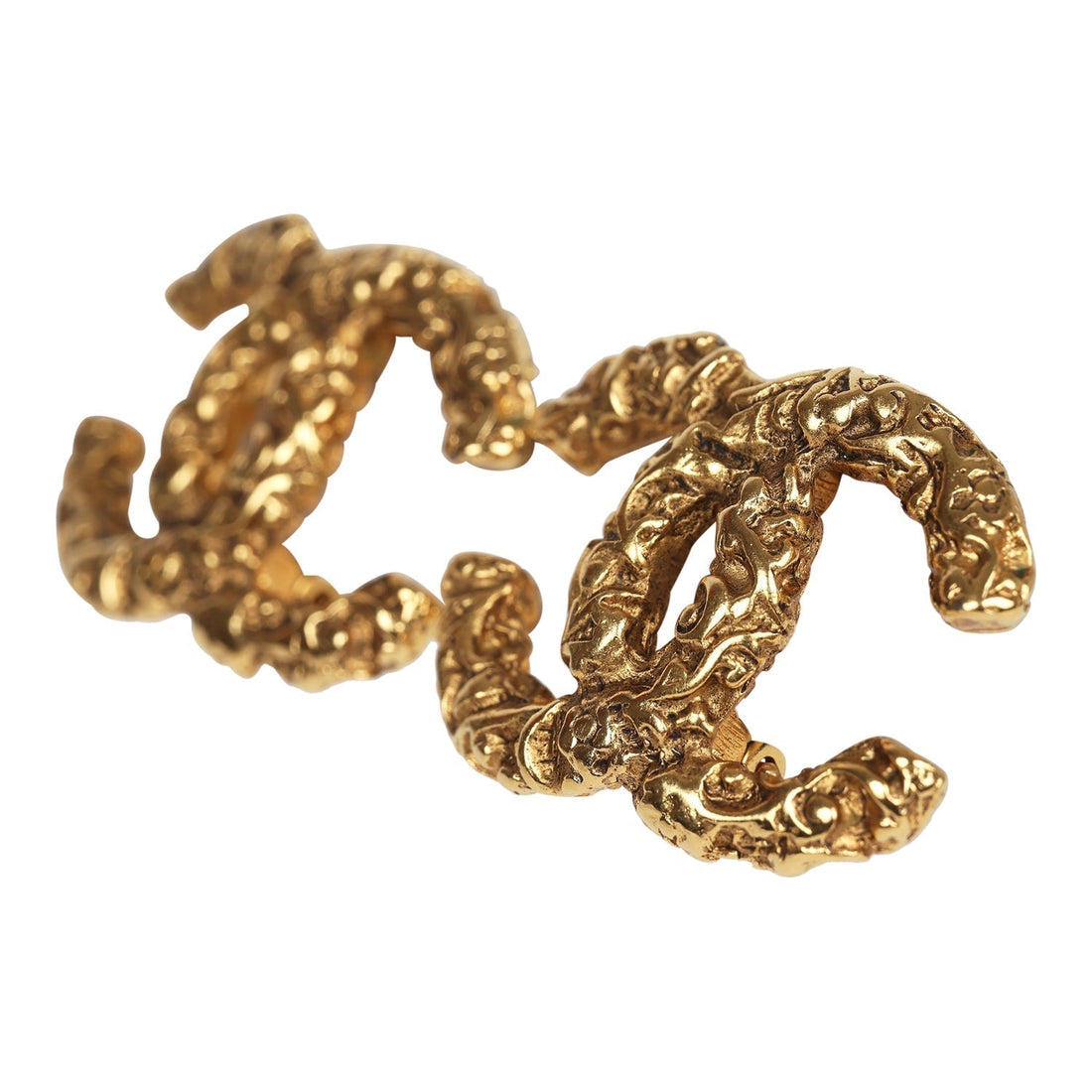Chanel   24K Gold Plated Florentine CC Earrings