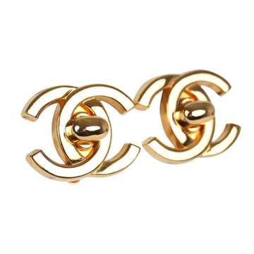 Chanel   24K Gold Plated Large CC Turnlock Earrings