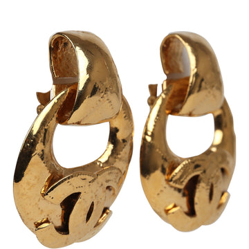 Chanel   Large CC Quilted Knocker Hoop Earrings Gold Hardware