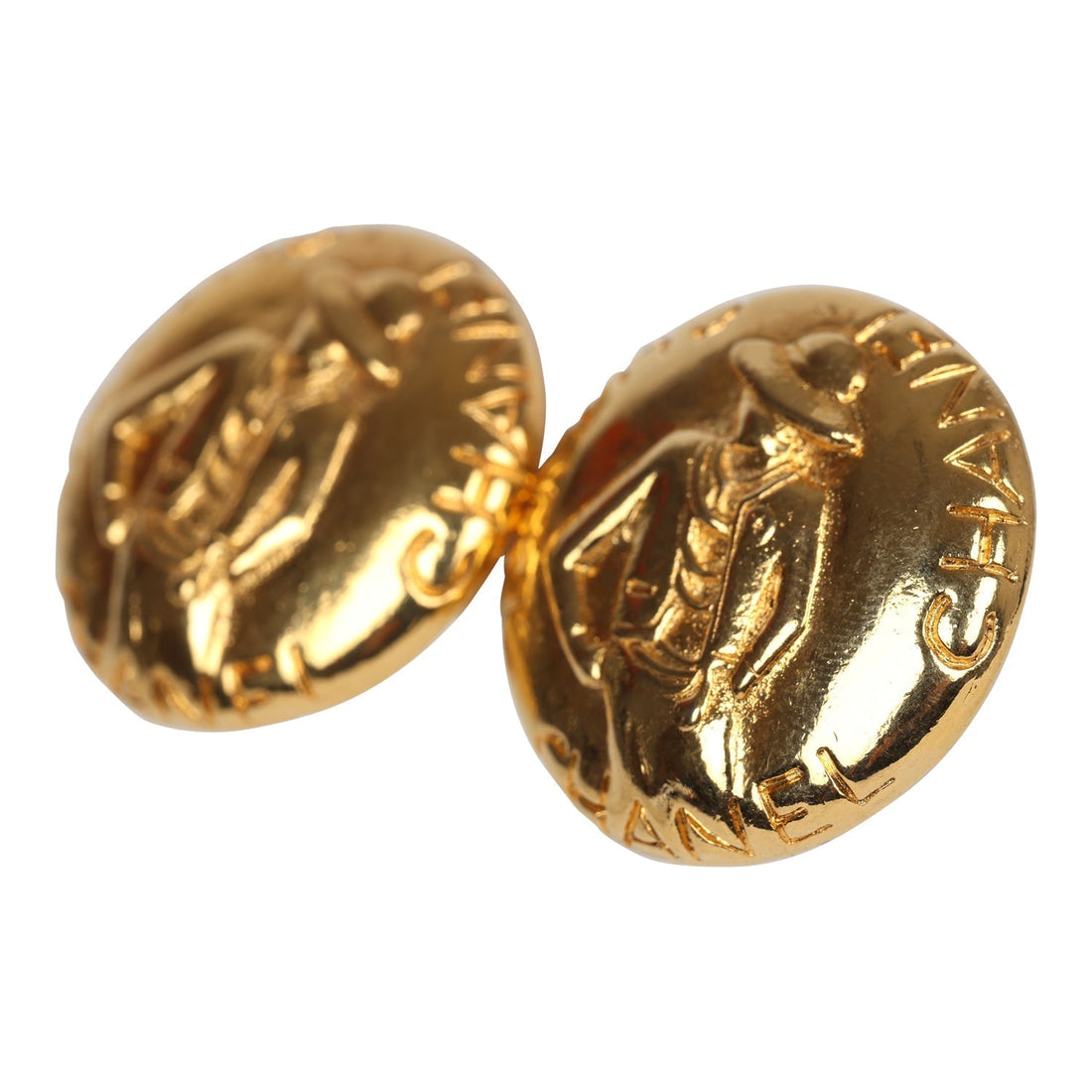 Chanel   24K Gold Plated Round Coco Mademoiselle Earrings