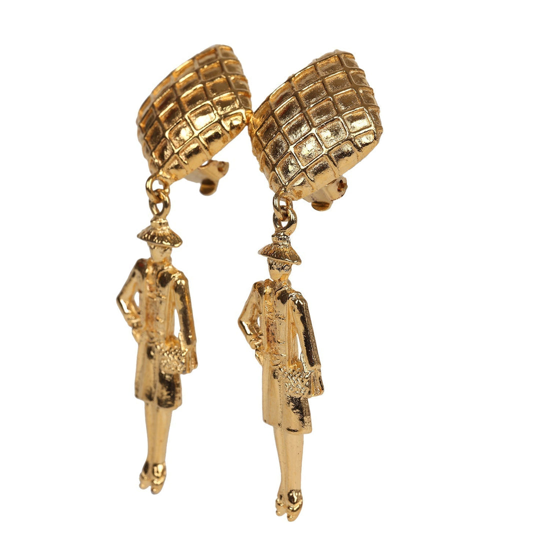 Chanel   24K Gold Plated Coco Mademoiselle Dangle Earrings