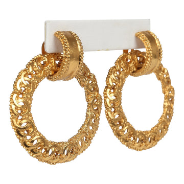 Chanel   24K Gold Plated Small CC Knocker Hoop Earrings