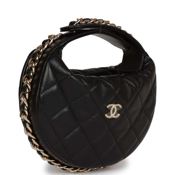 Chanel Chain Around Mini Pouch Black Lambskin Light Gold Hardware