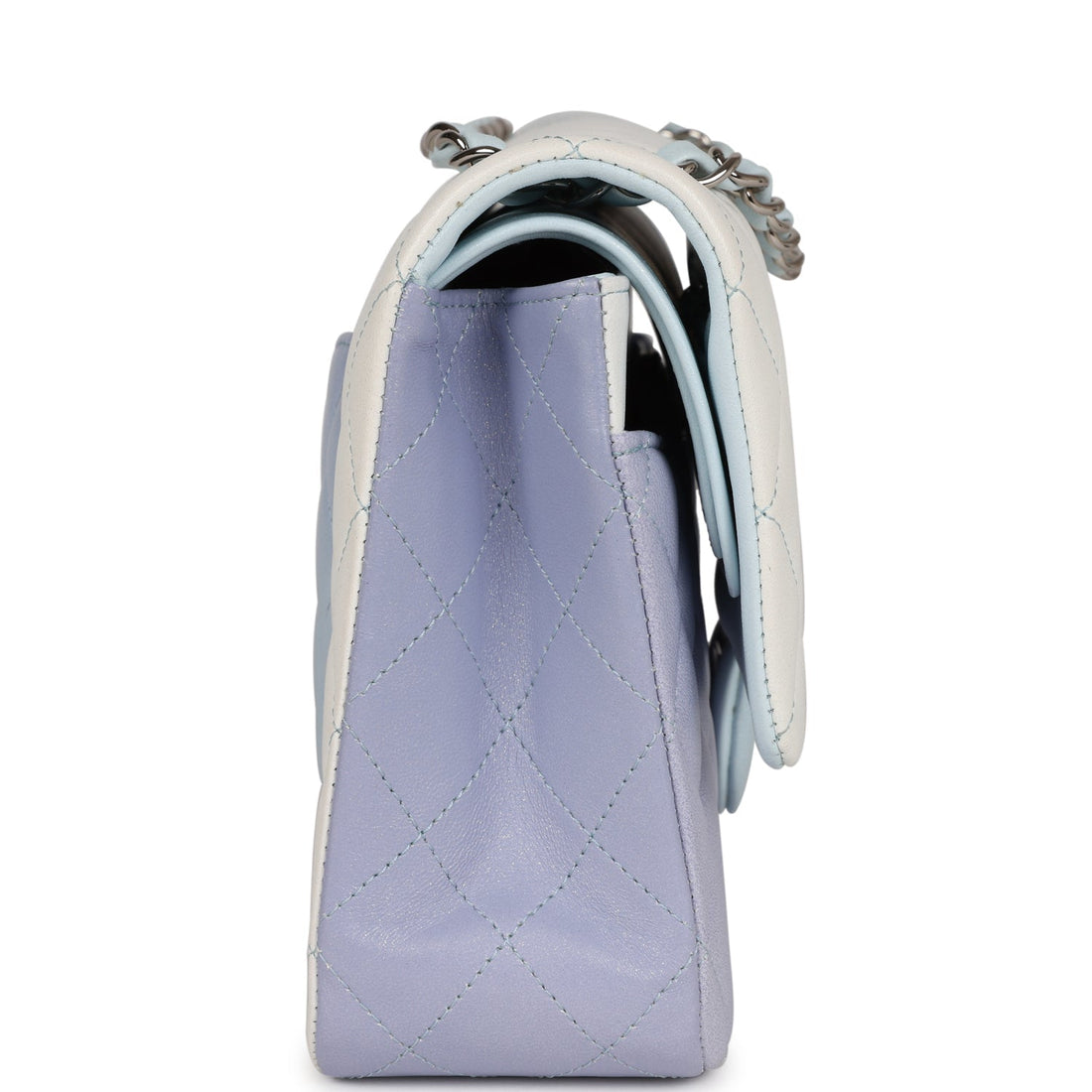 Chanel Medium Classic Double Flap Light Blue/Light Purple/White Ombre Metallic Lambskin Silver Hardware
