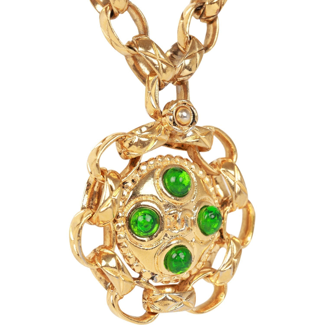 Chanel   Gold Plated Gripoix Cocomark Pendant Necklace