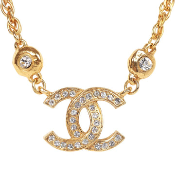 Chanel   24K Gold Plated Crystal Signature CC Logo Necklace
