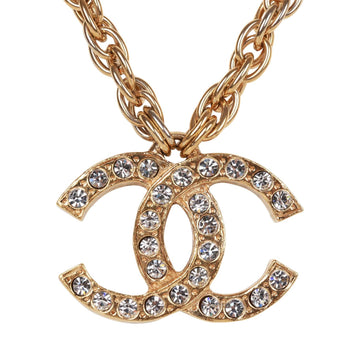 Chanel   Gold CC Faux Crystal Pendant Necklace