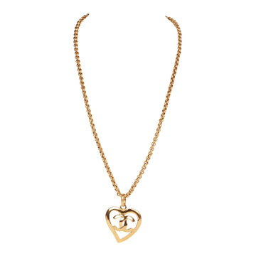 Chanel   Gold CC Heart Pendant Necklace