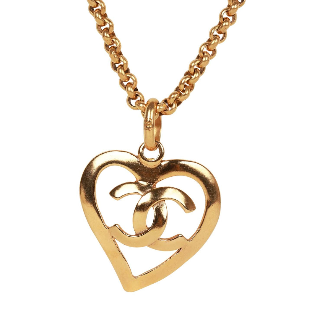 Chanel   Gold CC Heart Pendant Necklace