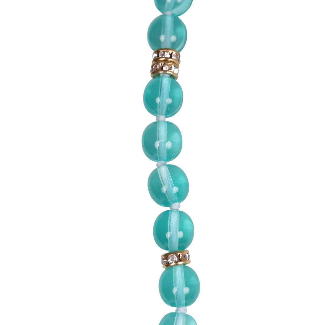 Chanel Teal Gripoix Beaded Necklace Gold Metal and White Strass CC Logos