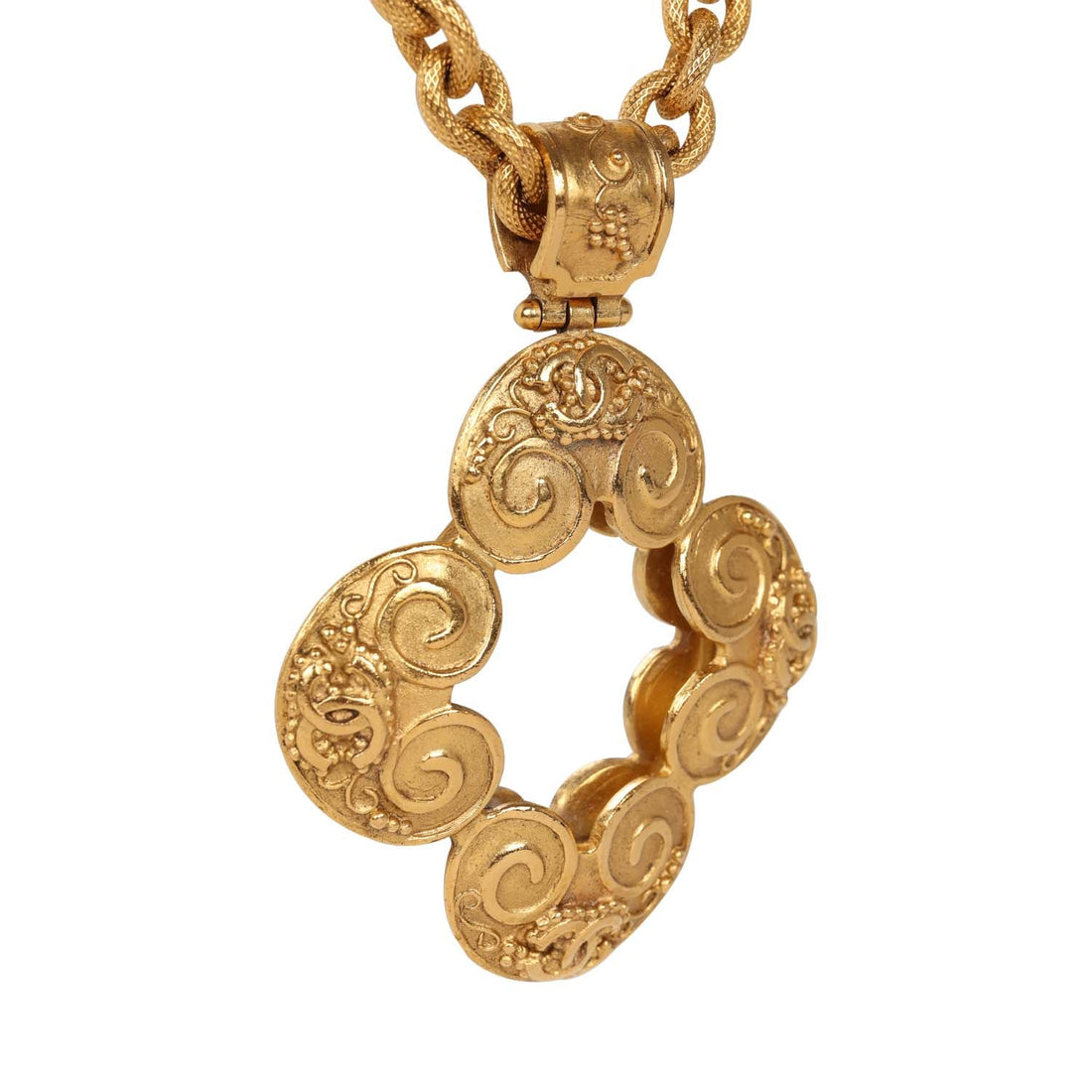 Chanel   24K Gold Plated Grapevine Mirror Pendant Necklace