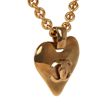 Chanel   24K Gold Plated Long CC Heart Pendant Necklace