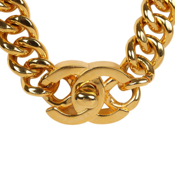 Chanel   24K Gold Plated Turn Lock Necklace