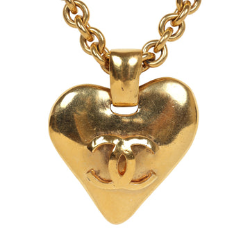 Chanel   24K Gold Plated Gold CC Heart Pendant Necklace