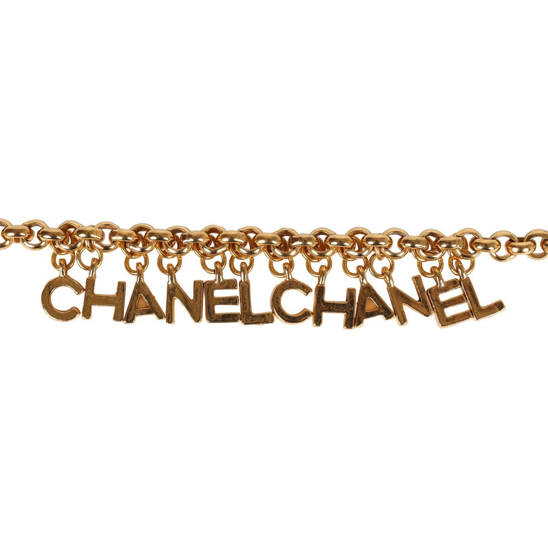 Chanel   24K Gold Plated "Chanel" Logo Charms Turnlock Bracelet