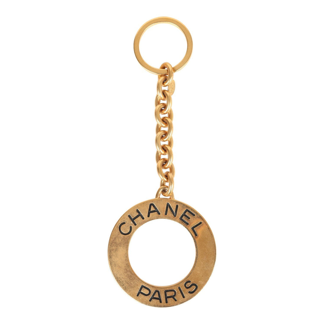 Chanel   24K Gold Plated Paris Circle Keychain