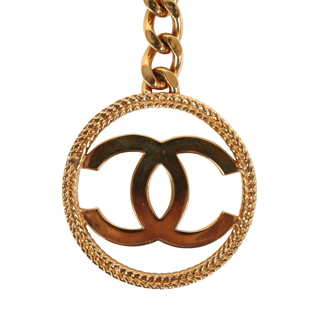Chanel   24K Gold Plated CC in Circle Keychain