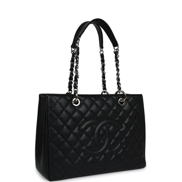 Chanel Grand Shopping Tote Bag Black Caviar Silver Hardware