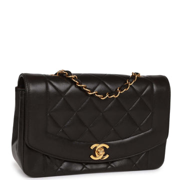 Chanel   Small Diana Flap Bag Black Lambskin Gold Hardware