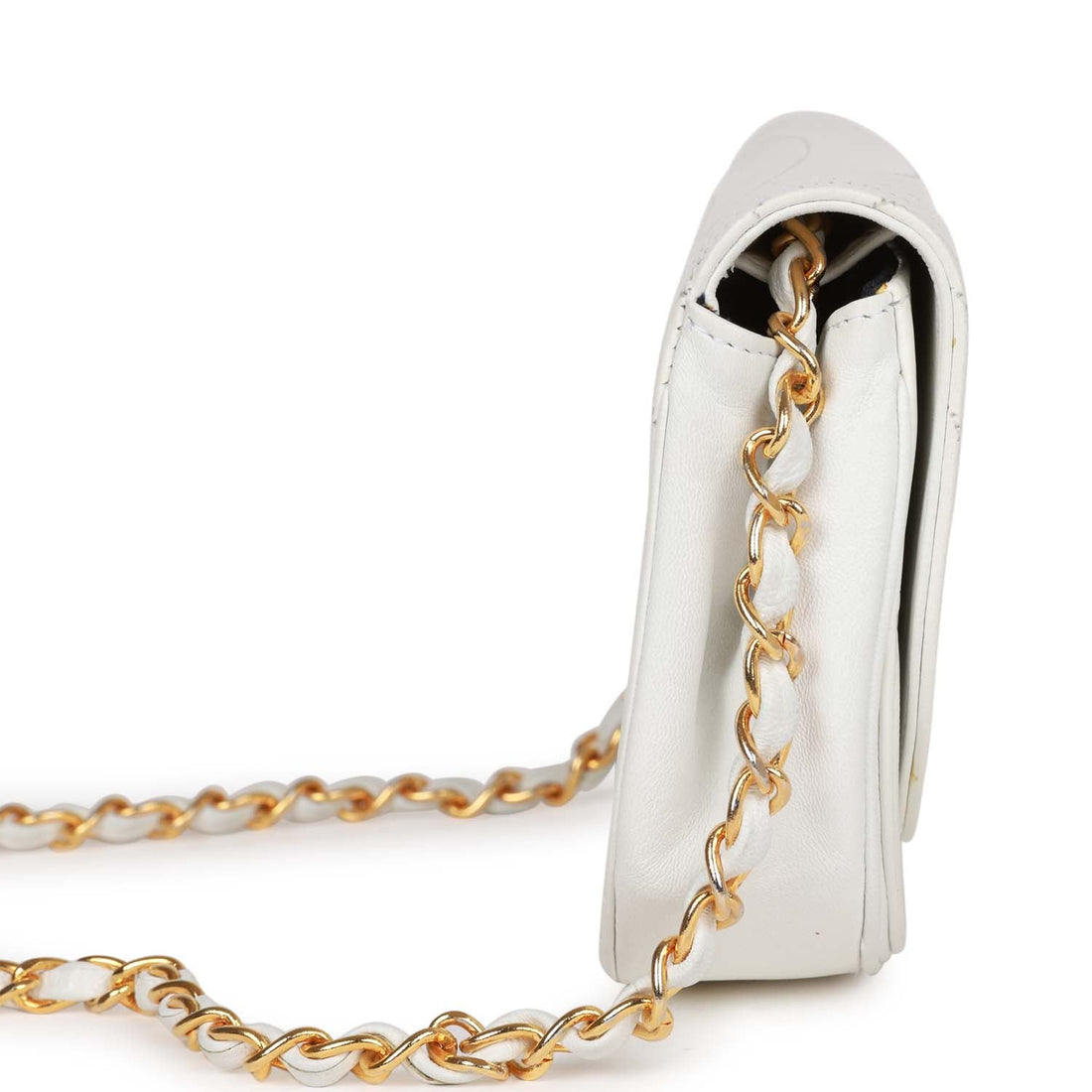 Chanel   Half Moon Shoulder Bag White Lambskin Gold Hardware