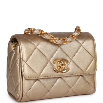 Chanel   Nano Flap Bag Gold Metallic Lambskin Gold Hardware