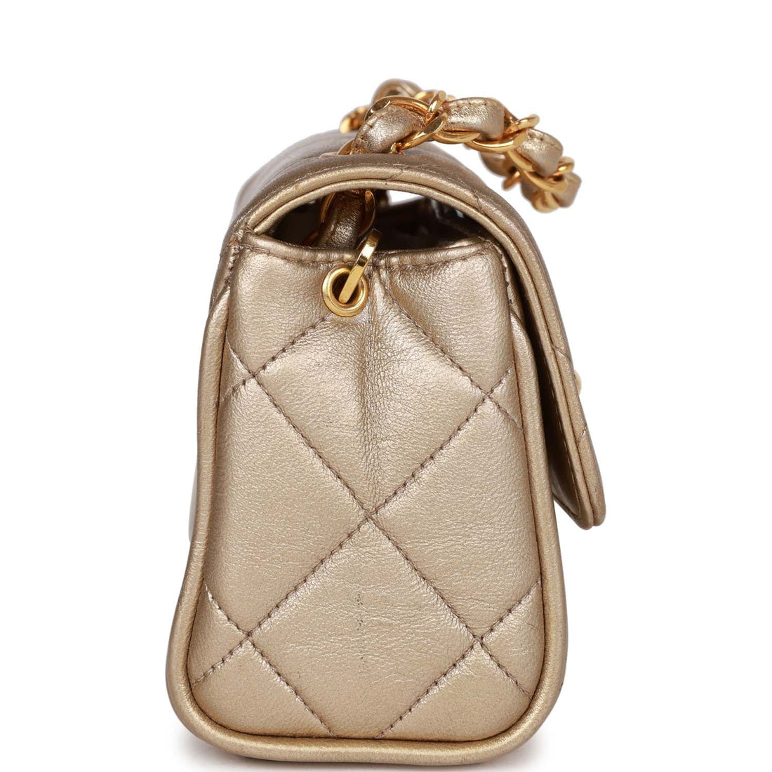 Chanel   Nano Flap Bag Gold Metallic Lambskin Gold Hardware