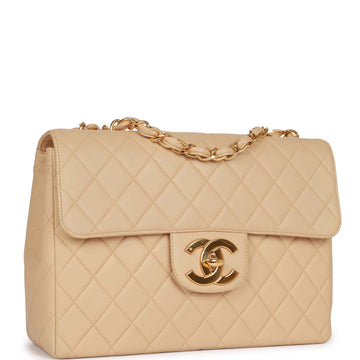 Chanel   Jumbo Flap Bag Beige Lambskin Gold Hardware