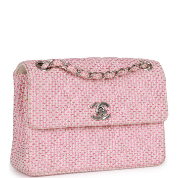 Chanel   Classic Mini Flap Bag Pink Tweed Silver Hardware