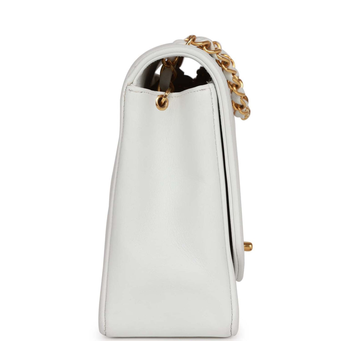 Chanel   Medium Diana Flap Bag White Lambskin Gold Hardware