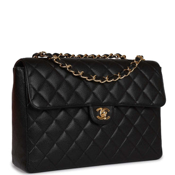 Chanel   Jumbo Classic Single Flap Bag Black Caviar Gold Hardware