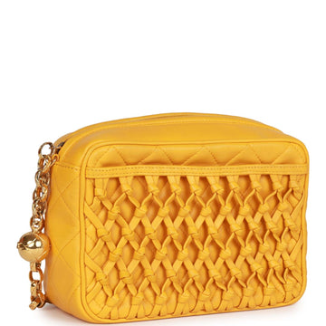 Chanel   Knotted Camera Bag Yellow Lambskin Gold Hardware