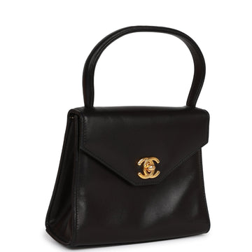 Chanel   Flap Bag with Top Handle Black Lambskin Gold Hardware