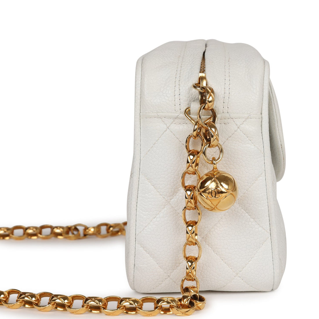 Chanel   Camera Bag White Caviar Gold Hardware