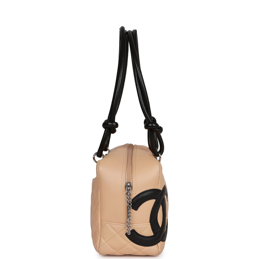 Chanel   Cambon Bowler Bag Beige and Black Calfskin Silver Hardware