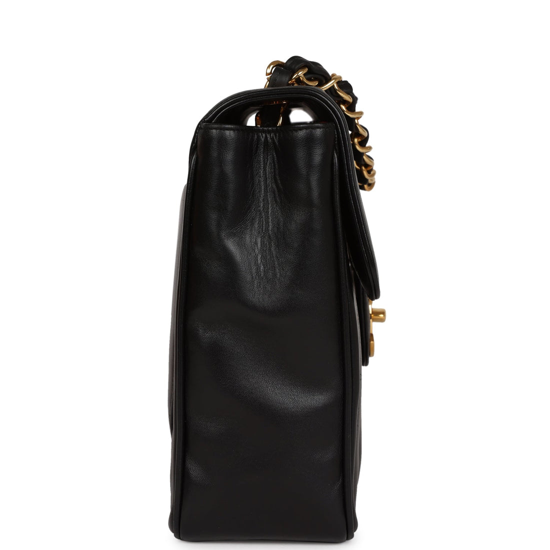 Chanel   Mademoiselle XL Jumbo Single Flap Black Lambskin Gold Hardware