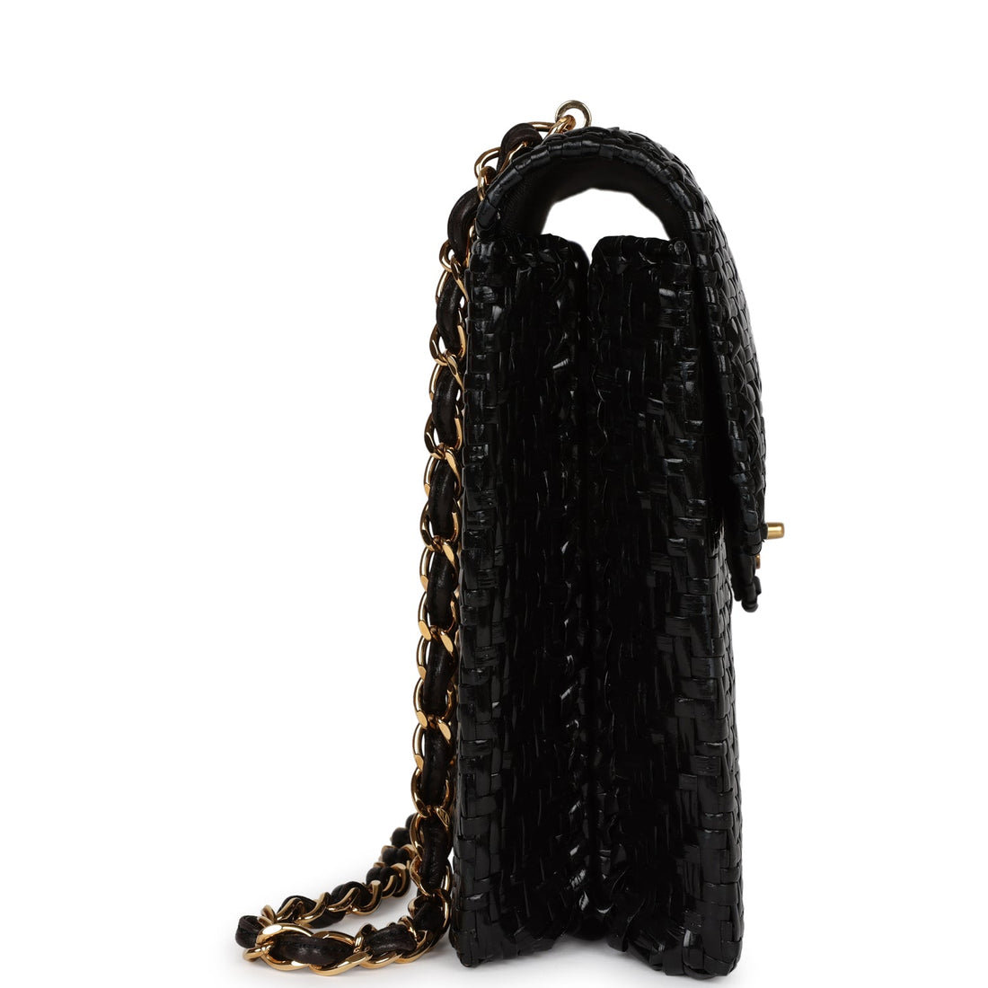Chanel   Flap Bag Black Wicker Gold Hardware