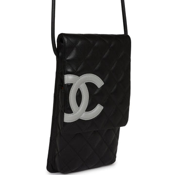 Chanel   Cambon Messenger Crossbody Black and Grey Calfskin Silver Hardware