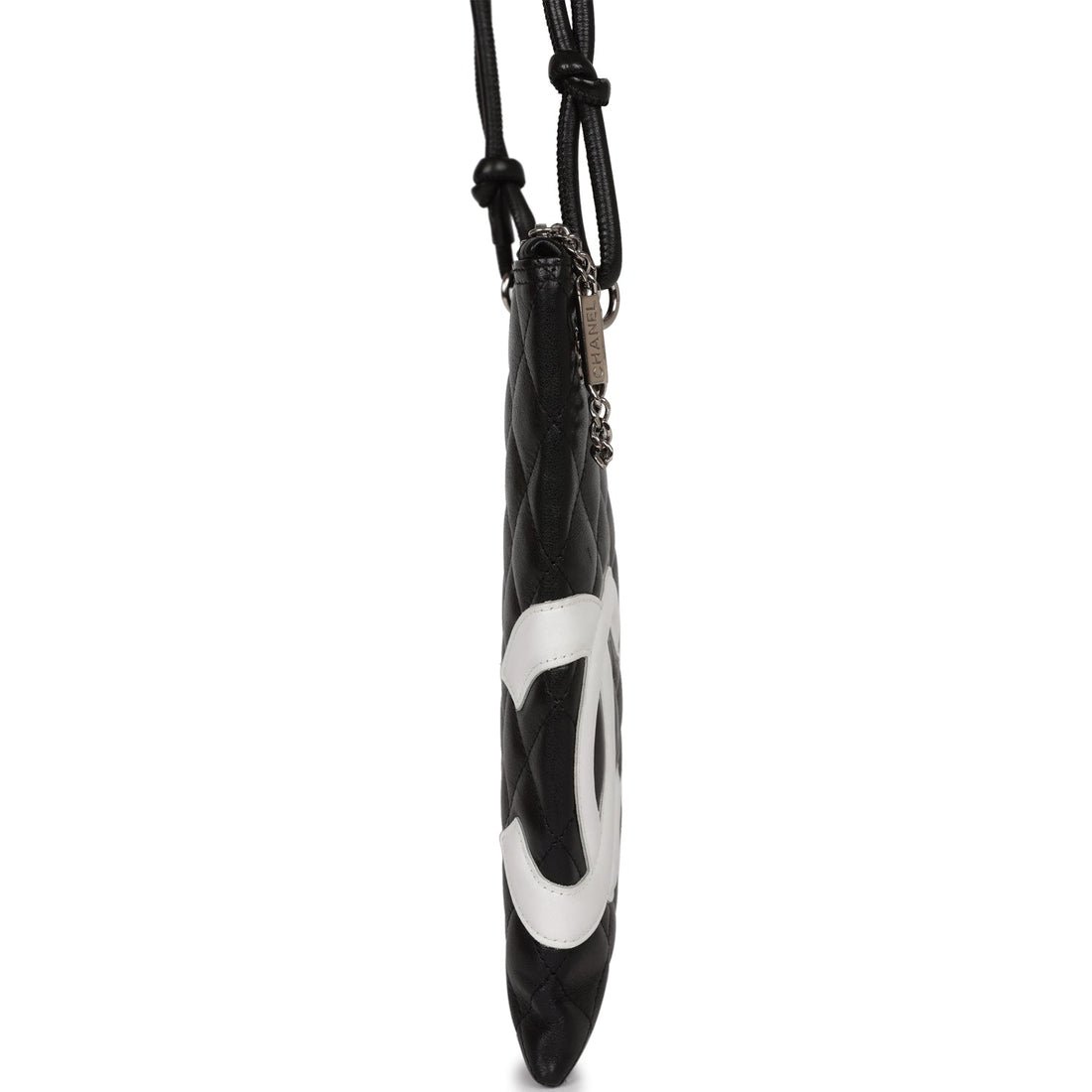 Chanel   Cambon Flat Messenger Black and White Lambskin Silver Hardware