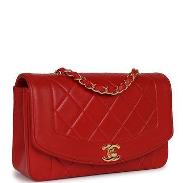 Chanel   Small Diana Flap Bag Red Lambskin Gold Hardware