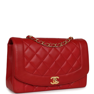 Chanel   Small Diana Flap Bag Red Lambskin Gold Hardware