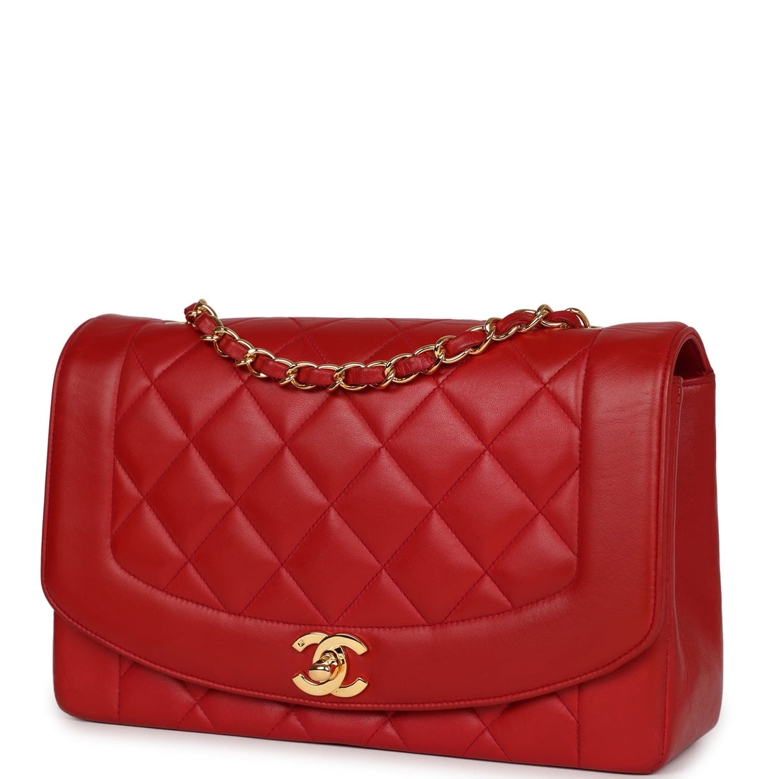 Chanel   Small Diana Flap Bag Red Lambskin Gold Hardware