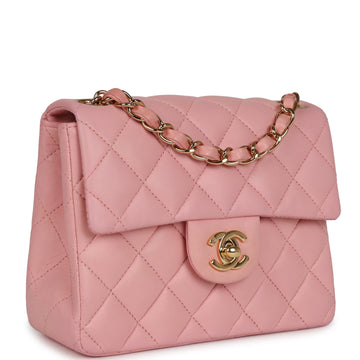 Chanel   Mini Square Flap Light Pink Lambskin Gold Hardware