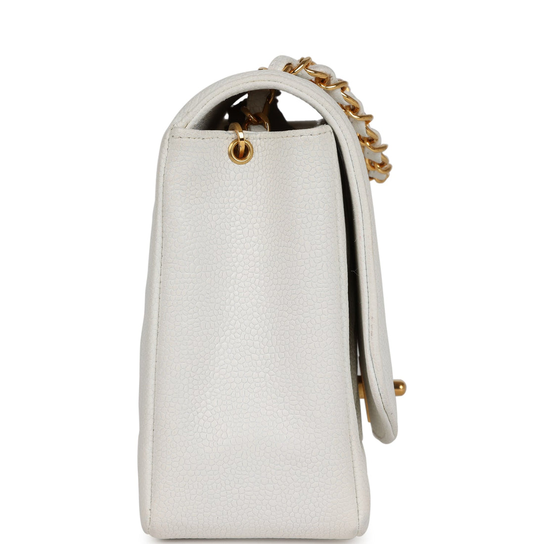 Chanel   Medium Diana Flap Bag White Caviar Gold Hardware
