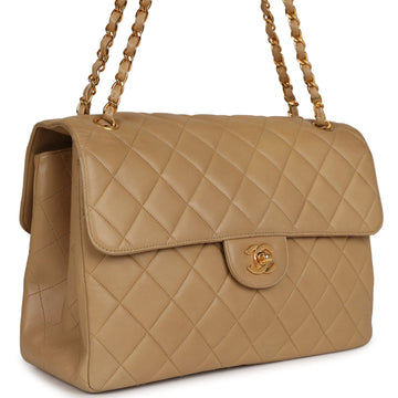 Chanel   Double Sided Flap Bag Taupe Lambskin Gold Hardware