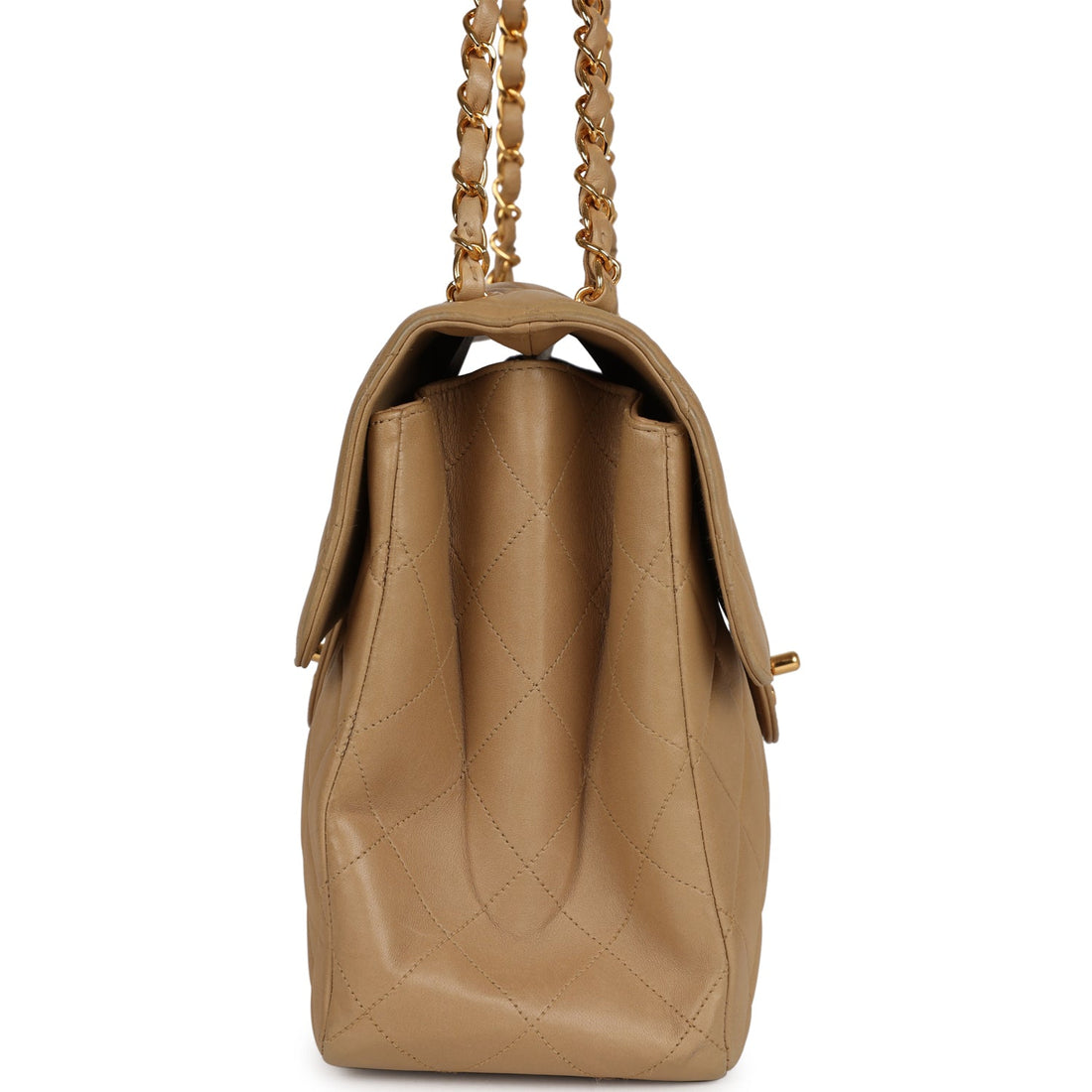 Chanel   Double Sided Flap Bag Taupe Lambskin Gold Hardware