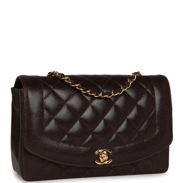 Chanel   Medium Diana Flap Bag Brown Caviar Gold Hardware