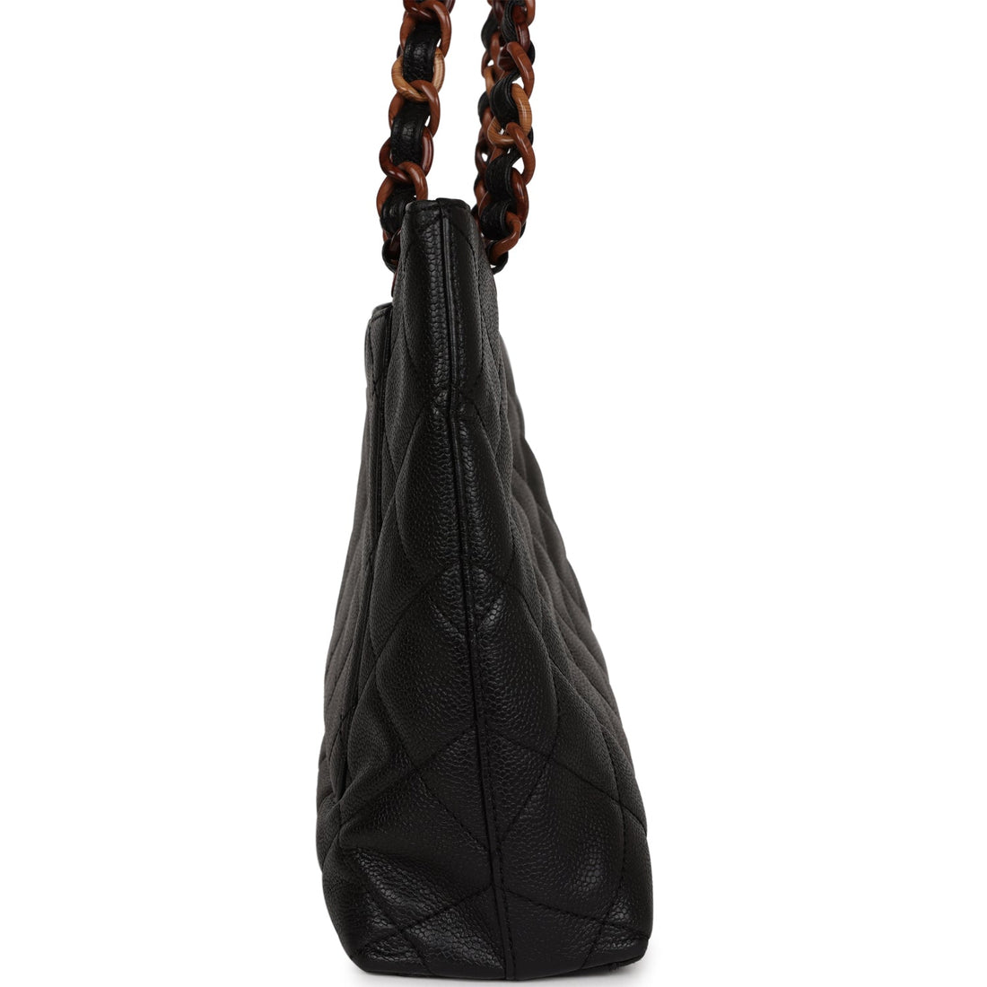 Chanel   Quilted CC Tote Black Caviar Tortoiseshell Bakelite Hardware
