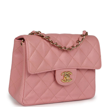 Chanel   Mini Square Flap Pink Caviar Gold Hardware