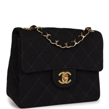 Chanel   Mini Square Flap Bag Black Canvas Gold Hardware