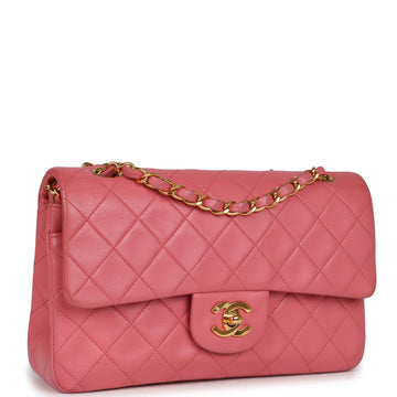 Chanel   Small Classic Double Flap Bag Dark Pink Lambskin Gold Hardware